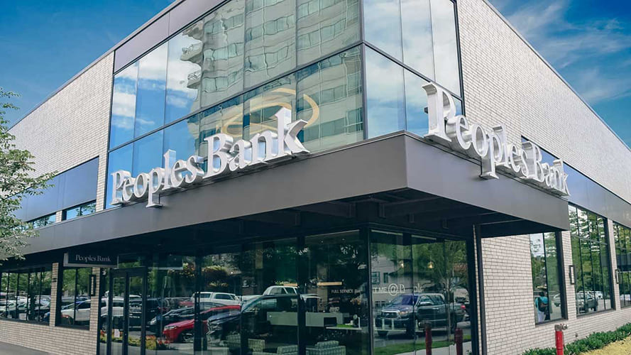Peoples Bank’s office displaying its logo