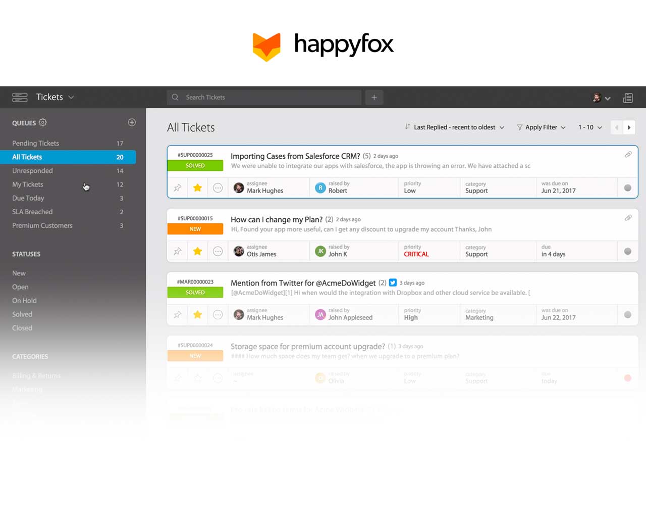 Happyfox interface