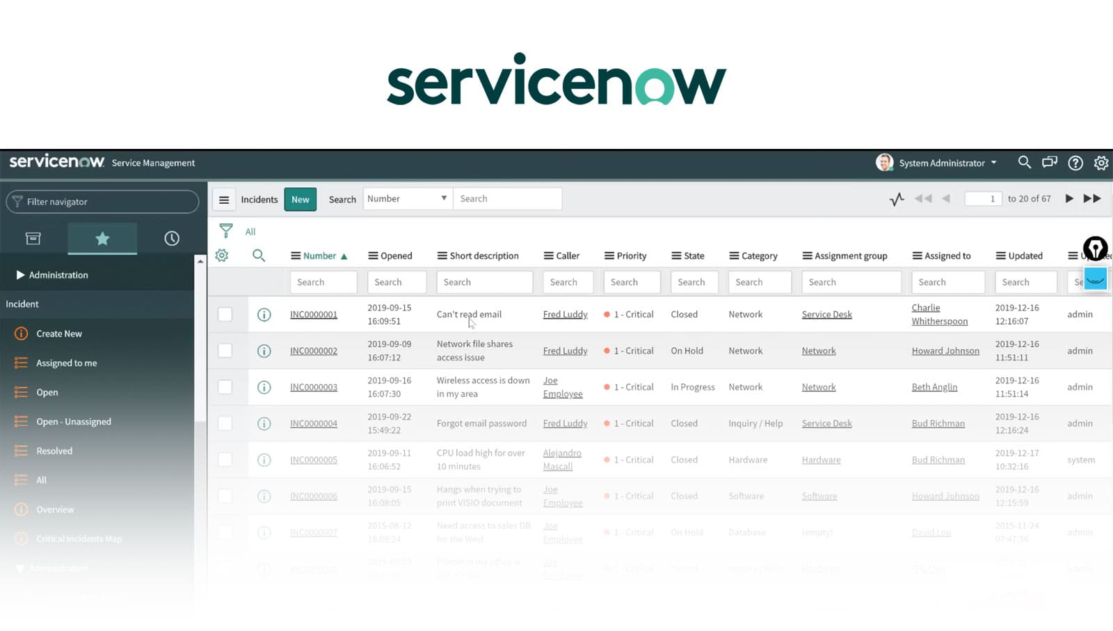 Servicenow interface
